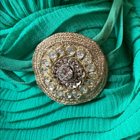 Temperley London Chiffon and Silk Green Ruched Dress Size 6 - Picture 5 of 7